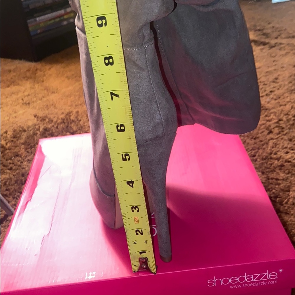 Shoe Dazzle Gray Over the Knee Boots with Full-Length Zipper - Picture 6 of 6
